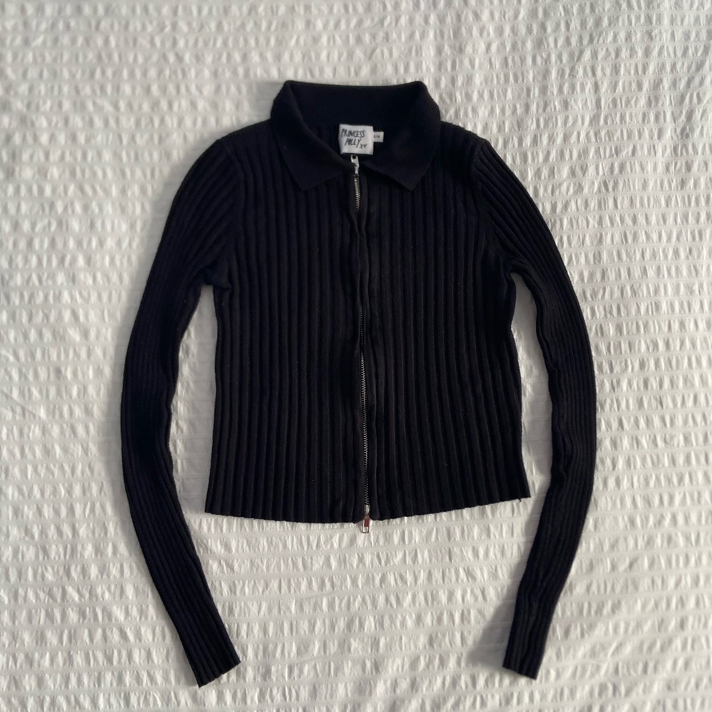 Princess Polly, black double zip sweater, Small/Medium